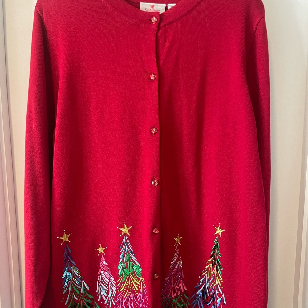 Quacker Factory 3x Christmas Cardigan *Red*